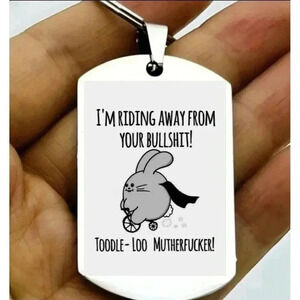 Chubby Rabbit Ride Bike away From Your Bulls... Hot Funny Keychain